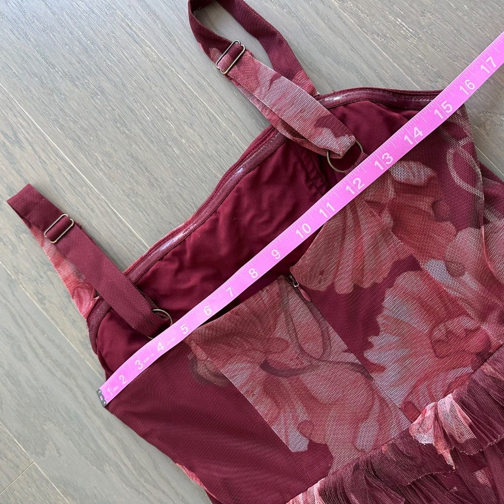 Hutch Burgundy Floral Tiered Maxi Dress, hemmed to midi length - Picture 8 of 12